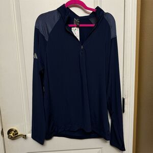 Adidas Men's Blue Shoulder Stripe Quarter-Zip Pullover Size L